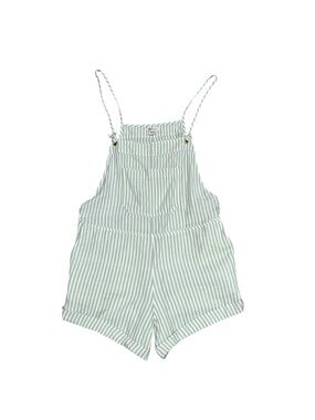 Billabong Light Green and White Striped Short Overalls